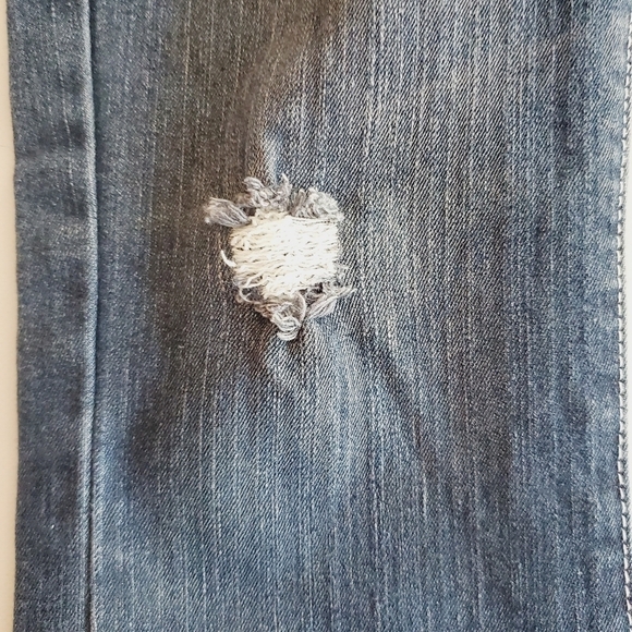 7240 * Red Rivet Embellished Pockets Dark Wash Denim Flare Jeans Size 13 - Picture 7 of 11